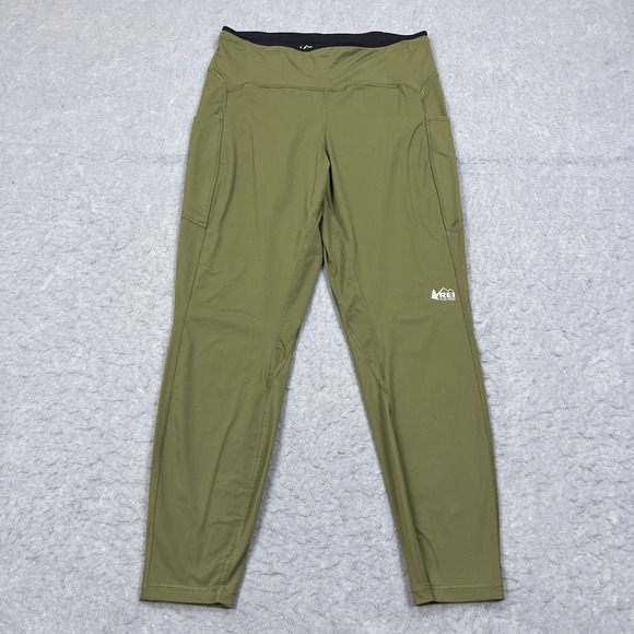 REI Leggings Women's XL Green Swiftland Hybrid Running Pants Stretch Hiking Yoga - Picture 1 of 13